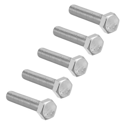 Harfington M8 Thread 40mm Length Hex Bolts 304 Stainless Steel Hexagon Screw Bolt 5pcs