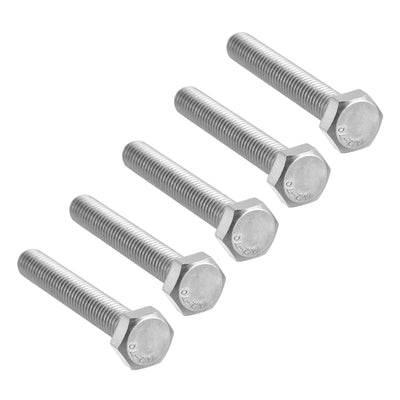 Harfington M8 Thread 50mm Length Hex Bolts 304 Stainless Steel Hexagon Screw Bolt 5pcs