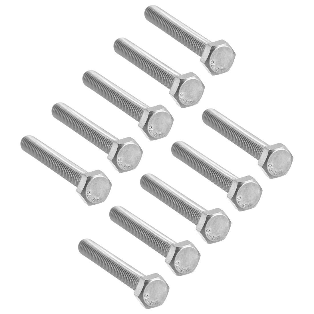 Harfington M8 Thread 55mm Length Hex Bolts 304 Stainless Steel Hexagon Screw Bolt 10pcs