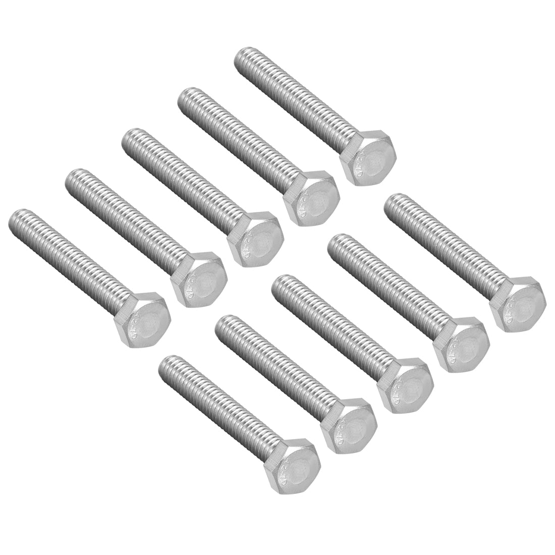Harfington M8 Thread 60mm Length Hex Bolts 304 Stainless Steel Hexagon Screw Bolt 10pcs