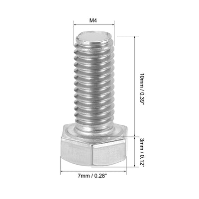 Harfington M4 304 Stainless Steel Silver Tone Hex Bolts