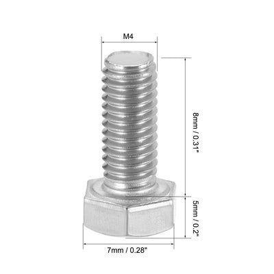 Harfington M4x8mm Hex Bolts 304 Stainless Steel Hexagon Screw Bolt 20pcs