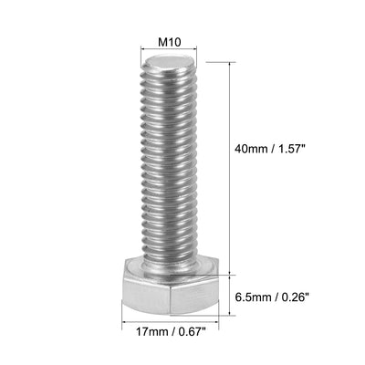 Harfington M10x40mm Hex Bolts 304 Stainless Steel Hexagon Screw Bolt 5pcs