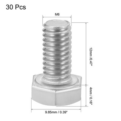 Harfington M6 304 Stainless Steel Silver Tone Hex Bolts