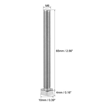 Harfington M6x65mm Hex Bolts 304 Stainless Steel Hexagon Screw Bolt 5pcs