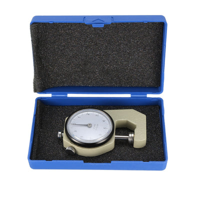 Harfington Thickness Gauge,0 -10mm x 0.1mm Precision Accuracy Round Dial Indicator Thickness Gauge Silver Tone