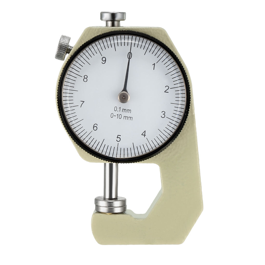 Harfington Thickness Gauge,0 -10mm x 0.1mm Precision Accuracy Round Dial Indicator Thickness Gauge Silver Tone