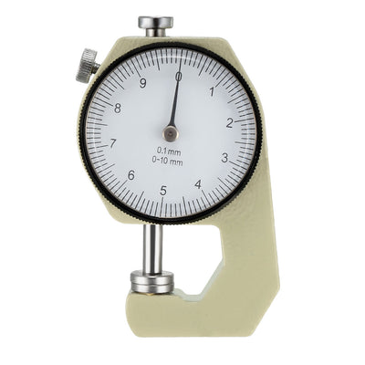Harfington Thickness Gauge,0 -10mm x 0.1mm Precision Accuracy Round Dial Indicator Thickness Gauge Silver Tone
