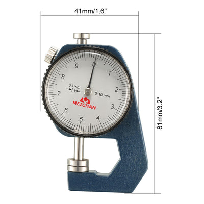 Harfington Thickness Gauge, 0-10mm x 0.1mm Precision Accuracy Round Dial Indicator Thickness Gauge