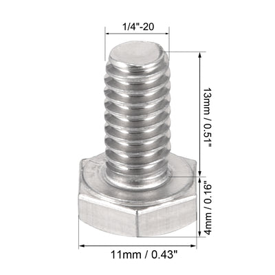 Harfington 1/4-20 x 1/2" Hex Bolts 304 Stainless Steel Hexagon Screw Bolt 20pcs
