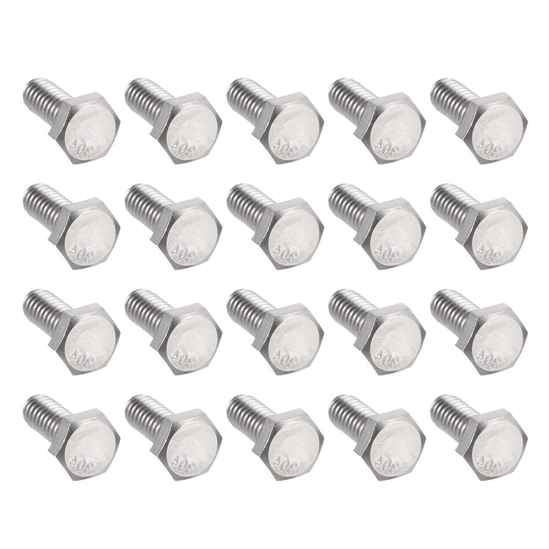 Harfington 1/4-20x5/8" Hex Bolts 304 Stainless Steel Hexagon Screw Bolt 20pcs