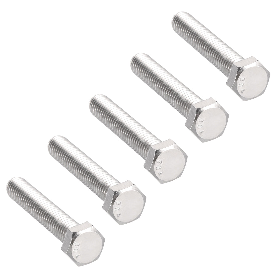 Harfington 3/8-16x2-1/4" Hex Bolts 304 Stainless Steel Hexagon Screw Bolt 5pcs