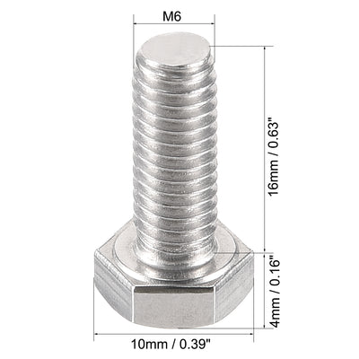Harfington M6x16mm Hex Bolts 304 Stainless Steel Hexagon Left Hand Screw Bolt 4pcs