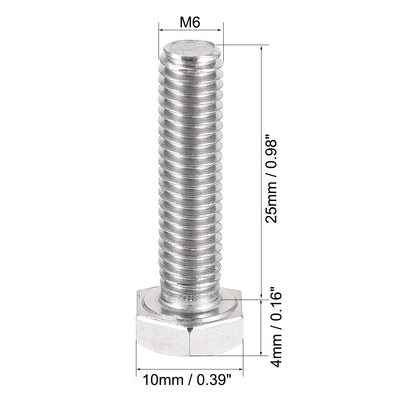 Harfington M6x25mm Hex Bolts 304 Stainless Steel Hexagon Left Hand Screw Bolts 2pcs