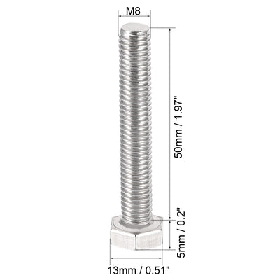 Harfington M8x50mm Hex Bolts 304 Stainless Steel Hexagon Left Hand Screw Bolt