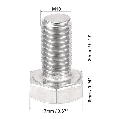 Harfington M10x20mm Hex Bolts 304 Stainless Steel Hexagon Left Hand Screw Bolt