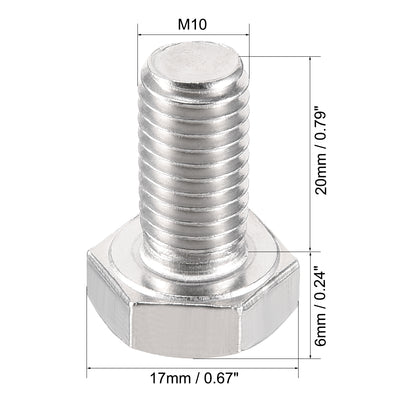 Harfington M10x20mm Hex Bolts 304 Stainless Steel Hexagon Left Hand Screw Bolt 2pcs
