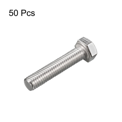 Harfington M5x25mm Hex Bolts 304 Stainless Steel Hexagon Screw Bolt 50pcs