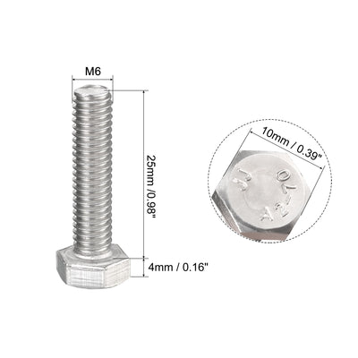 Harfington M6x25mm Hex Bolts 304 Stainless Steel Hexagon Screw Bolt 30pcs