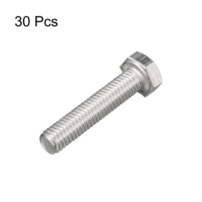 Harfington M6x30mm Hex Bolts 304 Stainless Steel Hexagon Screw Bolt 30pcs