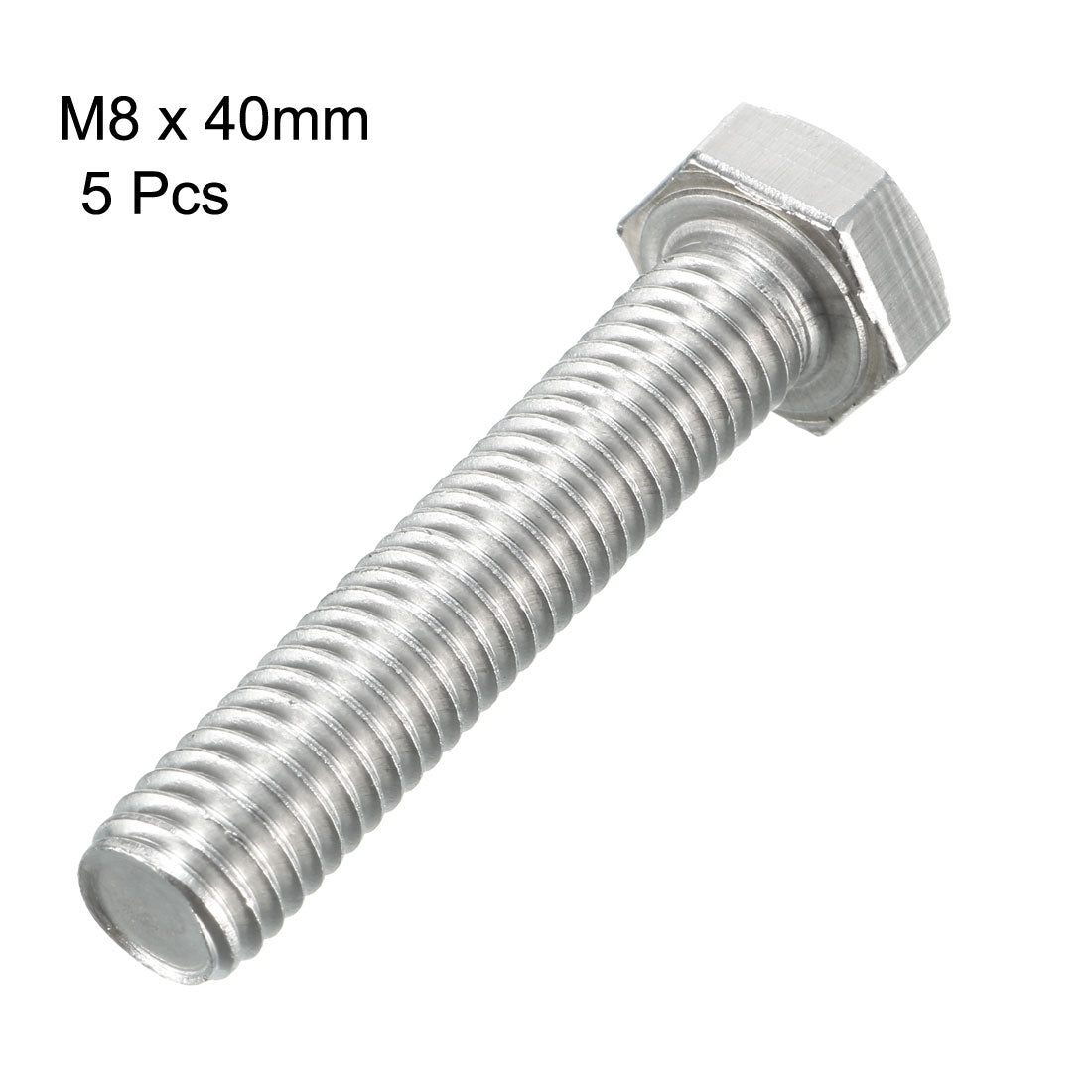 Harfington M8x40mm Hex Bolts 304 Stainless Steel Hexagon Screw Bolt 5pcs