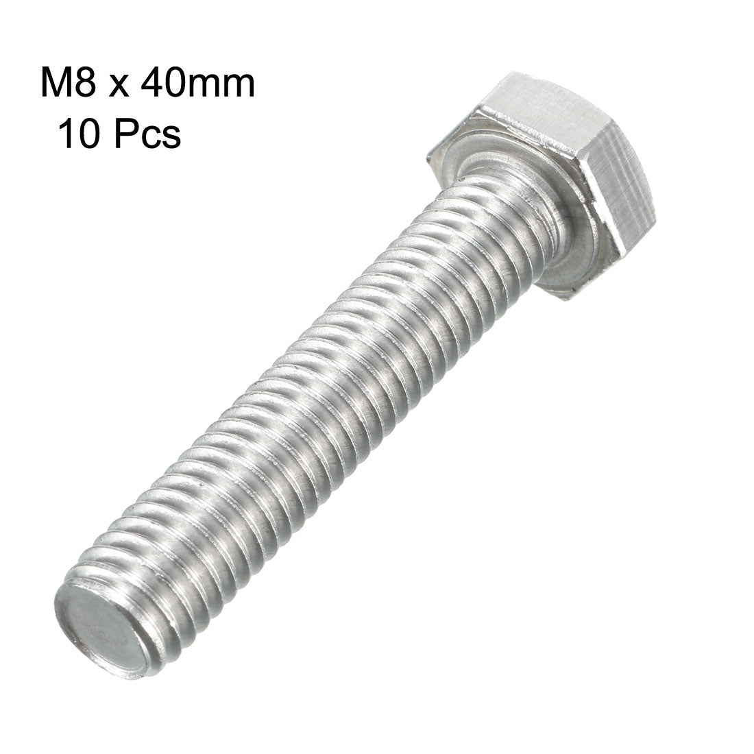 Harfington M8x40mm Hex Bolts 304 Stainless Steel Hexagon Screw Bolt 10pcs