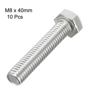 Harfington M8x40mm Hex Bolts 304 Stainless Steel Hexagon Screw Bolt 10pcs