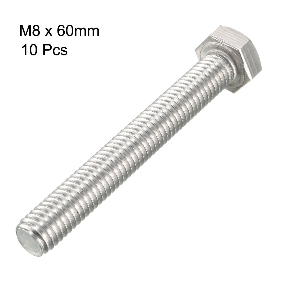 Harfington M8x60mm Hex Bolts 304 Stainless Steel Hexagon Screw Bolt 10pcs