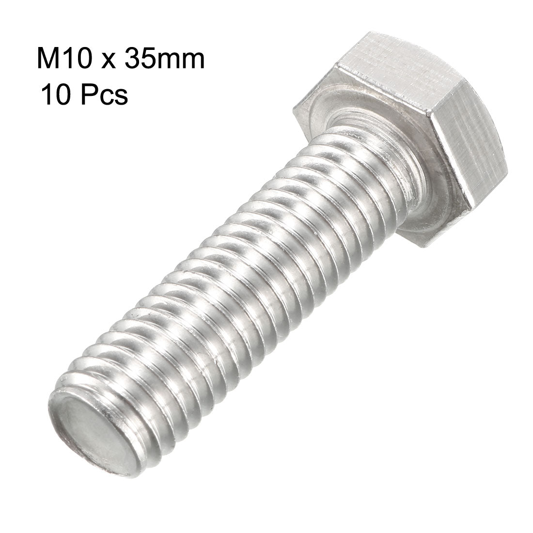 Harfington M10x35mm Hex Bolts 304 Stainless Steel Hexagon Screw Bolt 10pcs