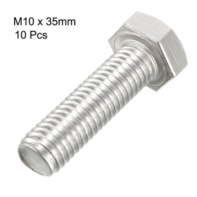 Harfington M10x35mm Hex Bolts 304 Stainless Steel Hexagon Screw Bolt 10pcs
