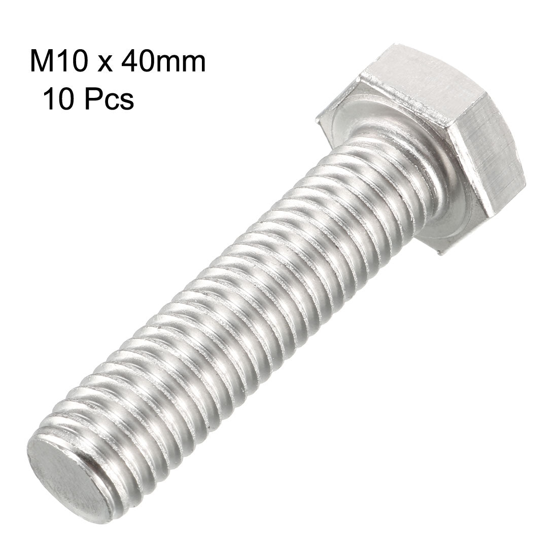 Harfington M10x40mm Hex Bolts 304 Stainless Steel Hexagon Screw Bolt 10pcs