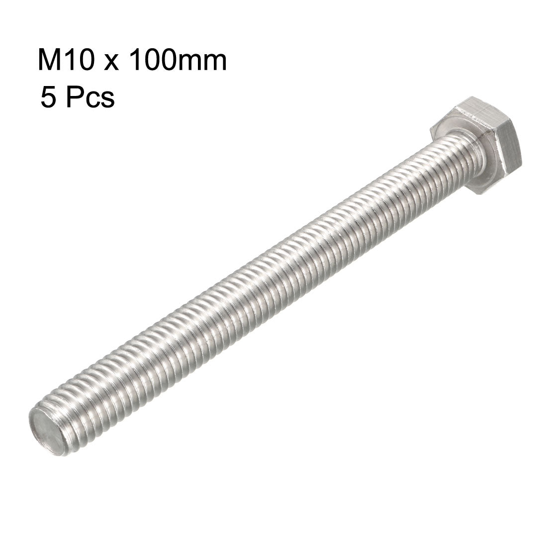 Harfington M10x100mm Hex Bolts 304 Stainless Steel Hexagon Screw Bolt 5pcs