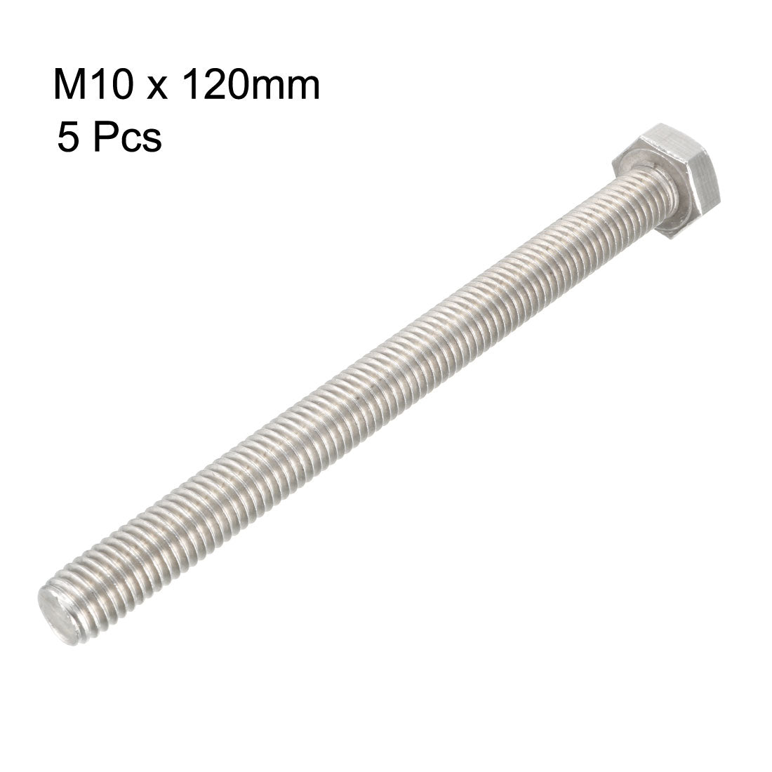 Harfington M10x120mm Hex Bolts 304 Stainless Steel Hexagon Screw Bolt 5pcs
