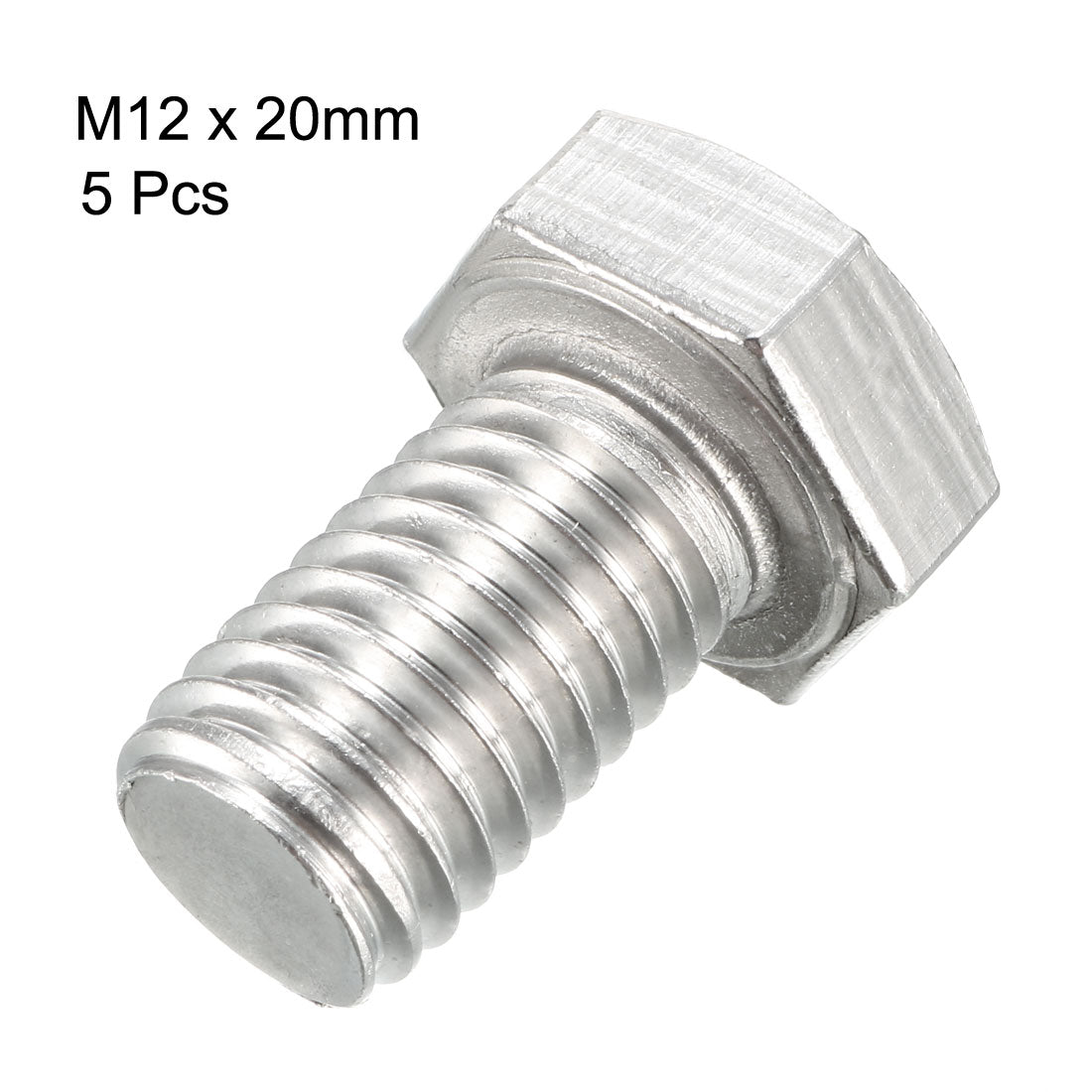 Harfington M12x20mm Hex Bolts 304 Stainless Steel Hexagon Screw Bolt 5pcs