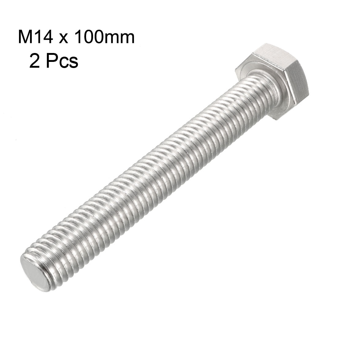 Harfington M14x100mm Hex Bolts 304 Stainless Steel Hexagon Screw Bolts 2pcs