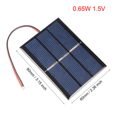 Harfington 0.65W 1.5V Small Solar Panel Module DIY Polysilicon with 145mm Wire for Toys Charger