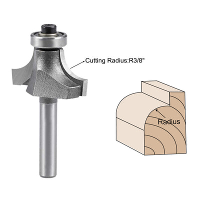 Harfington Router Bit 1/4 Shank 3/4 Inch Cutting Dia Round Over Corner 2 Flutes Tungsten Steel for Woodworking Milling Cutter Tool, 1pcs