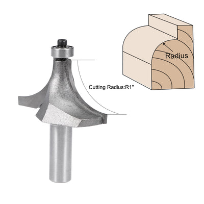 Harfington Router Bit 1/2 Shank 2 Inch Cutting Dia Round Over Corner 2 Flutes Tungsten Steel for Woodworking Milling Cutter Tool