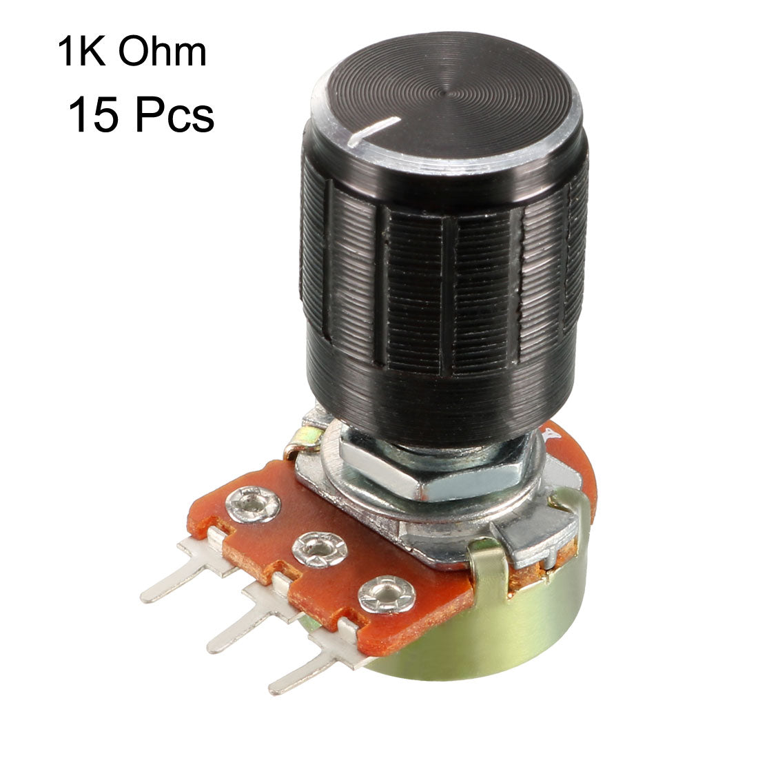 Harfington 15Pcs 1K Ohm Variable Resistors Single Turn Rotary Carbon Film Taper Potentiometer with Knobs
