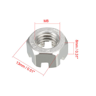 Harfington M8 x 1.25mm Pitch 304 Stainless Steel Slotted Hex Nuts, Pack of 10