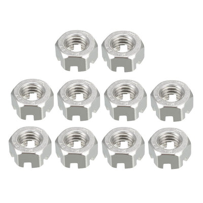 Harfington M8 x 1.25mm Pitch 304 Stainless Steel Slotted Hex Nuts, Pack of 10