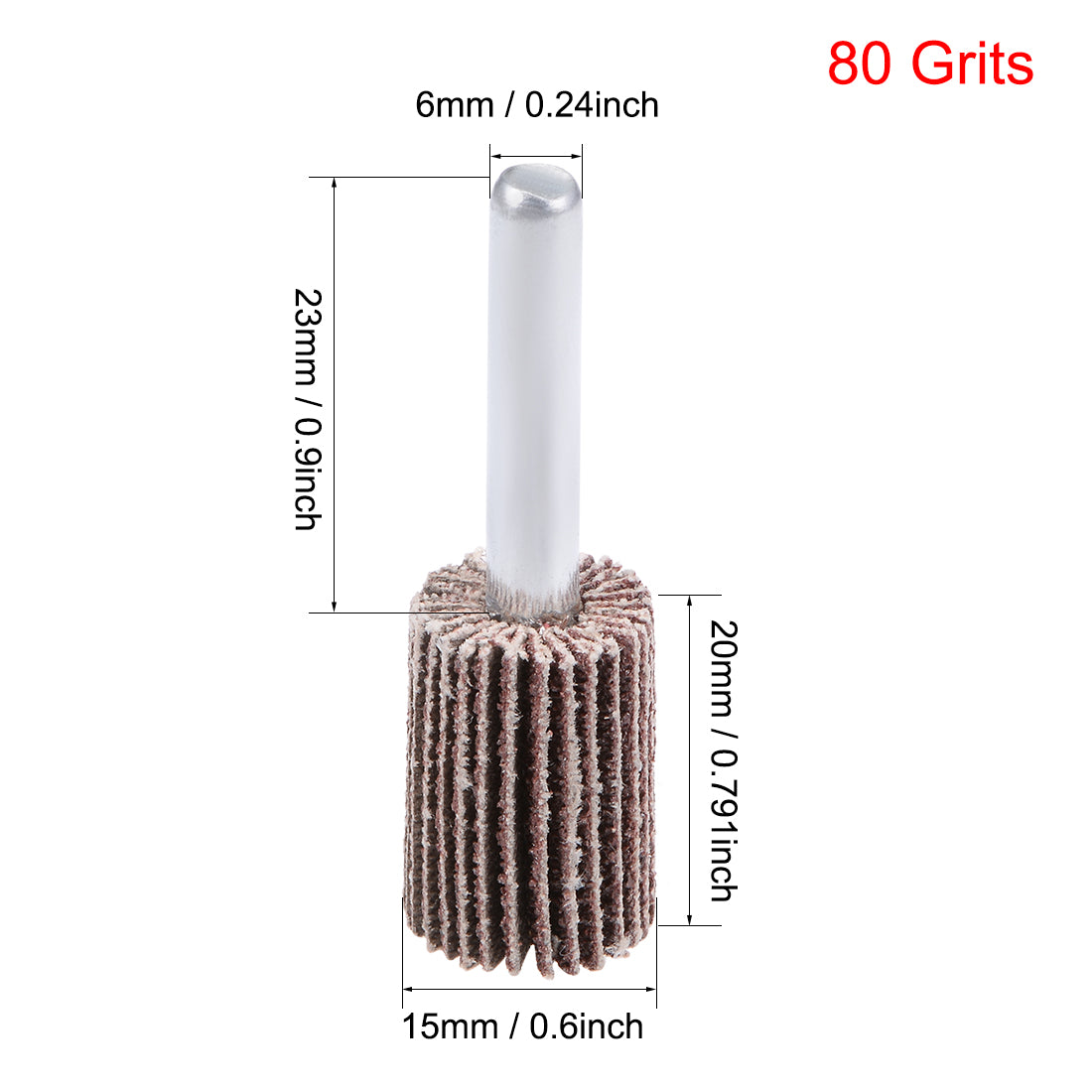 Harfington 15mm Flap Wheels Shank Mounted Sanding Disc Abrasive Wheel 80 Grits 5 Pcs