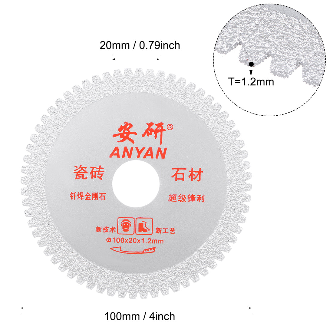 Harfington 4 Inch Diamond Cutting Wheels Grinding with Sawteeth Saw for Marble Stone Silver Tone