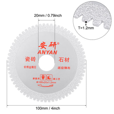Harfington 4 Inch Diamond Cutting Wheels Grinding with Sawteeth Saw for Marble Stone Silver Tone