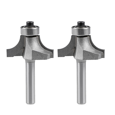 Harfington Router Bit 1/4 Inch Shank 3/4 Inch Cutting Dia Round Over Corner 2 Flutes Tungsten Steel for Woodworking Milling Cutter Tool 2pcs