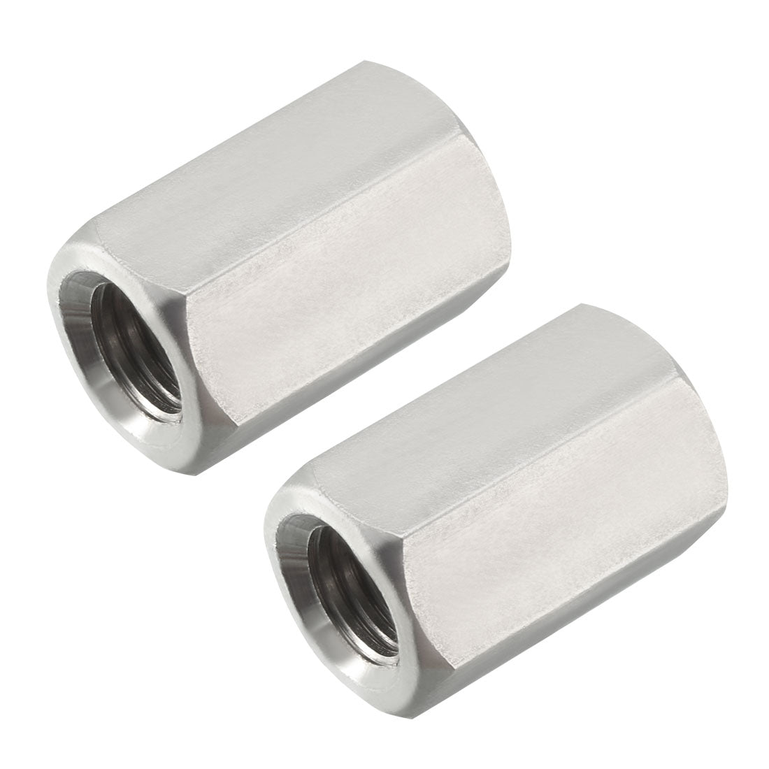 Harfington M12 X 1.75-Pitch 30mm Length 304 Stainless Steel Metric Hex Coupling Nut, 2 Pcs