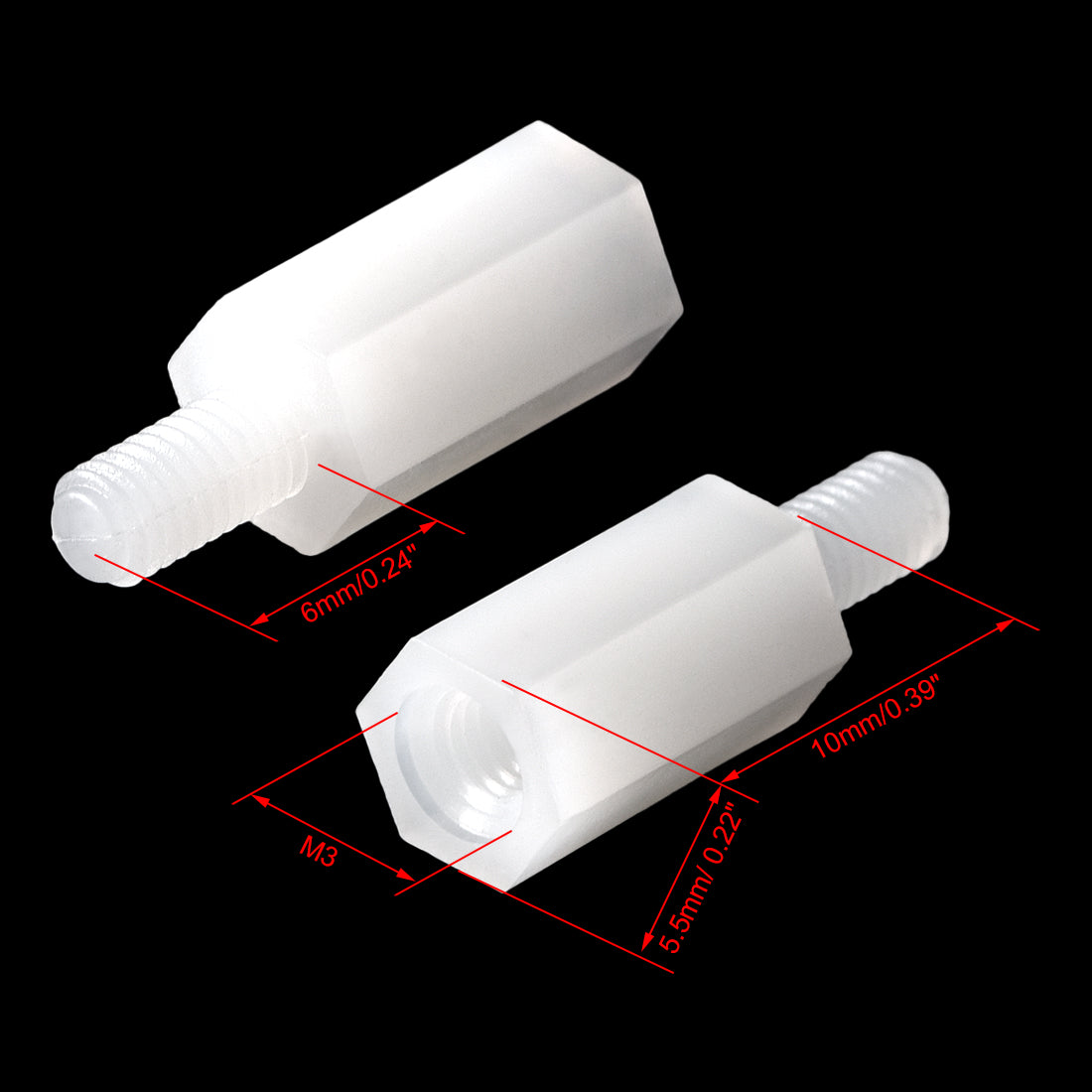 Harfington F/M Nylon Hex Standoff Spacer Screws PCB Pillar White 100 Pcs