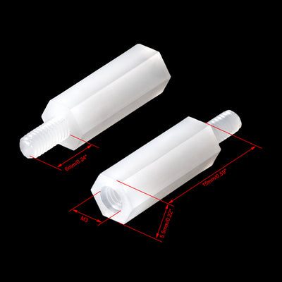Harfington F/M Nylon Hex Standoff Spacer Screws PCB Pillar White 100 Pcs