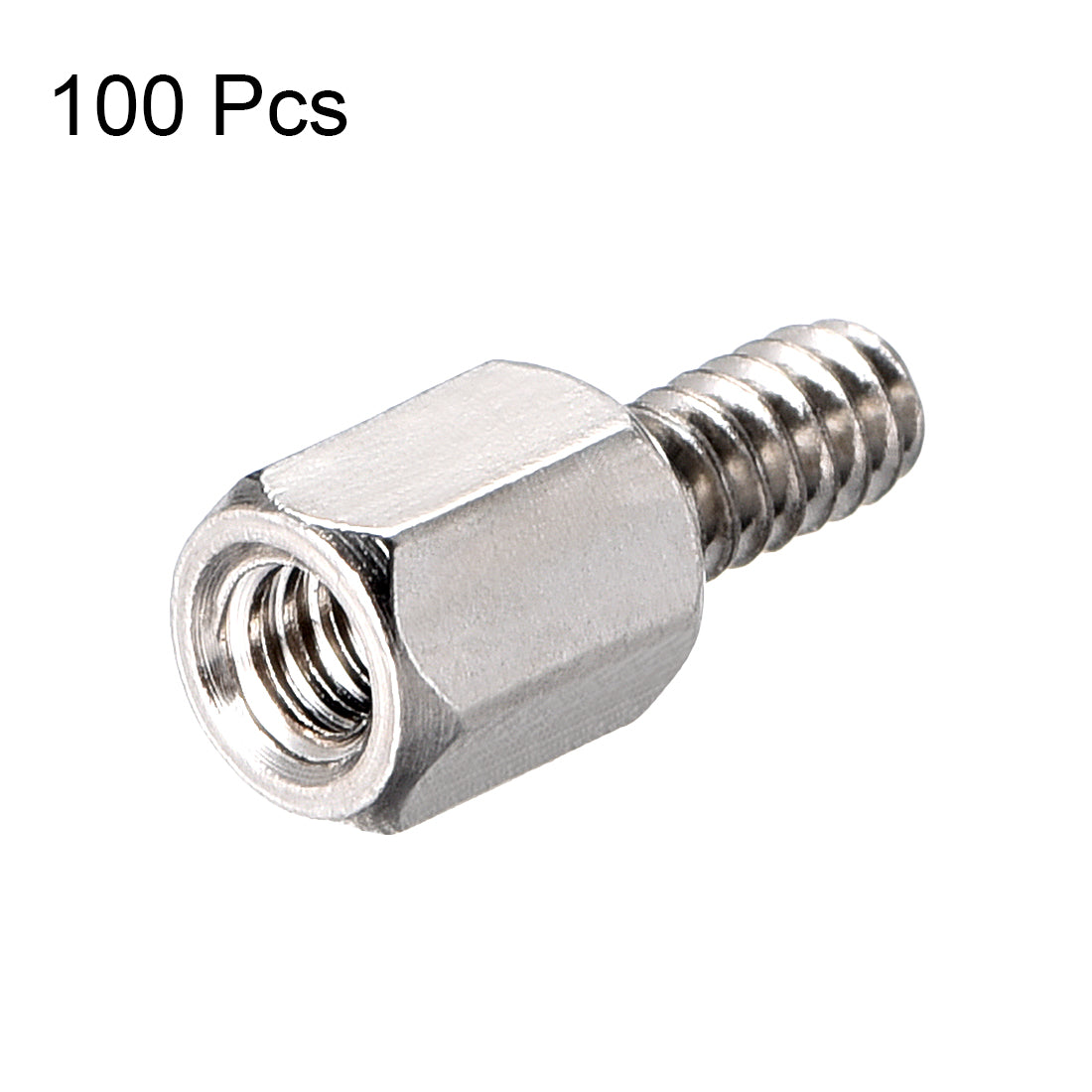 Harfington 4#-40 6+6mm F/M Brass Hex Standoff Spacer Screws PCB Pillar Nickel Plated 100 Pcs