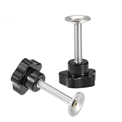 Harfington M8x38mm Five Pointed Star CNC Industrial Quick Removal Screw Knob Handle Grip 6 Pcs